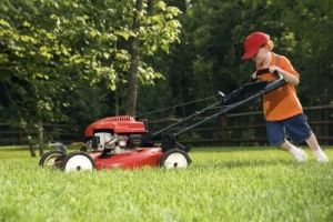 kid with lawnmower
