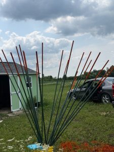 Poles for marking new trees.