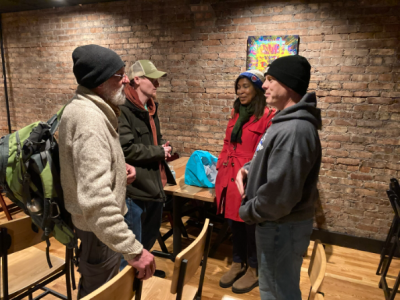 A group of people talking