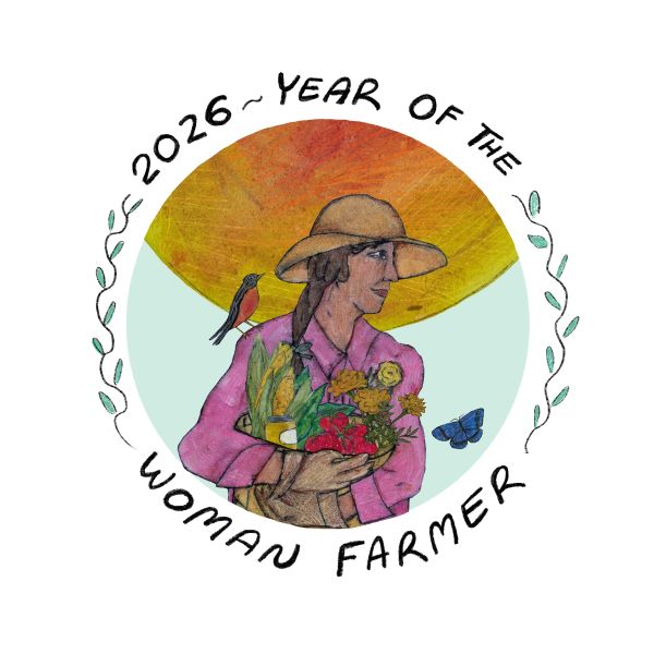 Artwork depicting a woman farmer